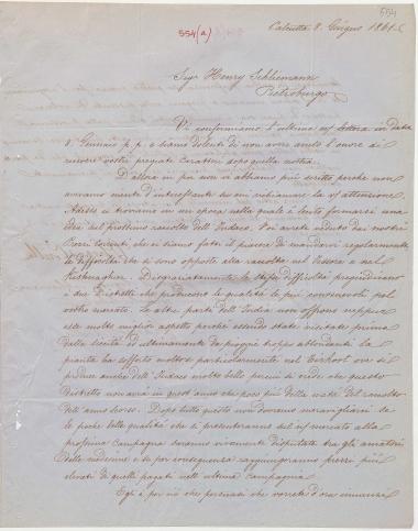 Letter sent by Oliva & Casella to Schliemann, Heinrich, 1861