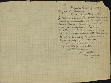 Letter sent by Calvert, Frank to Schliemann, Heinrich, 1879