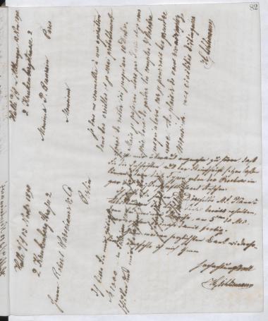 Copy of letter by Schliemann, Heinrich to Beaurain, Polynice, 1890