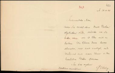 Letter sent by Uhlig, Gustav to Schliemann, Heinrich, 1888