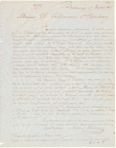 Letter sent by Fournier, Maurice to Schliemann, Heinrich, 1855