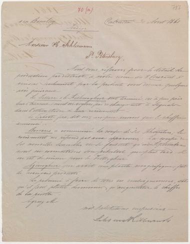 Letter sent by Kilburn, Schoene & Co. to Schliemann, Heinrich, 1861