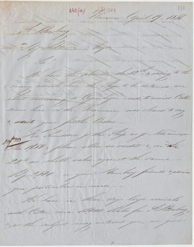 Letter sent by Belfour Ellah Rainals & Co. to Schliemann, Heinrich, 1856