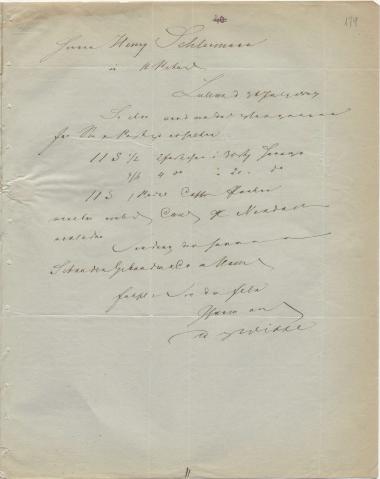 Letter sent by Witte, D. G. to Schliemann, Heinrich, 1847