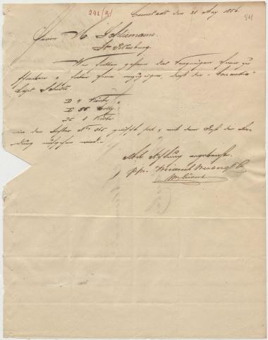 Letter sent by Winberg, Friedrich & Co. to Schliemann, Heinrich, 1856
