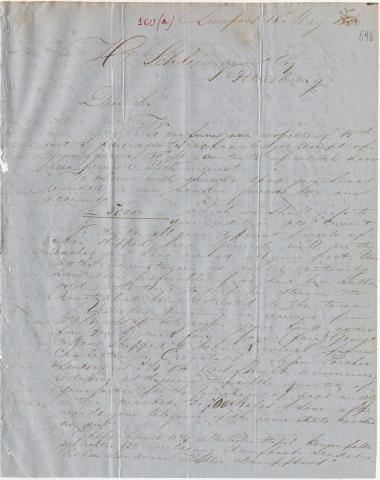 Letter sent by Schröder, Henry J. & Co. to Schliemann, Heinrich, 1860