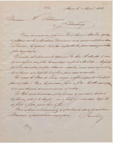 Letter sent by Rusch & Co. to Schliemann, Heinrich, 1863