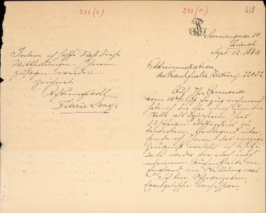 Letter sent by Lang, Thérèse  to Editor, Frankfurter Zeitung, 1884