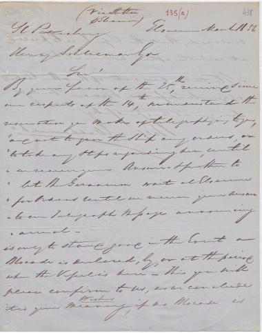 Letter sent by Belfour Ellah Rainals & Co. to Schliemann, Heinrich, 1856