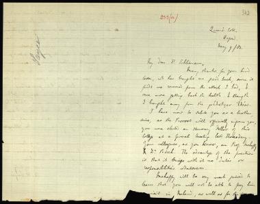 Letter sent by Sayce, Archibald Henry to Schliemann, Heinrich, 1883