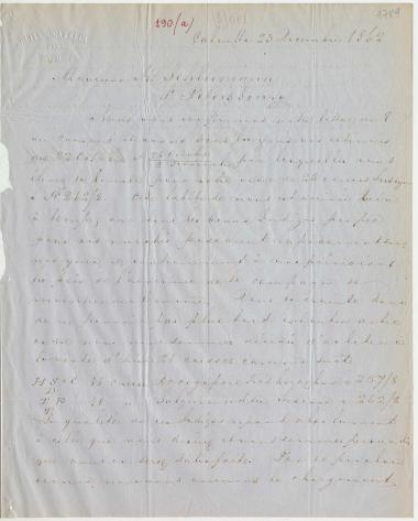 Letter sent by Oliva & Casella to Schliemann, Heinrich, 1862