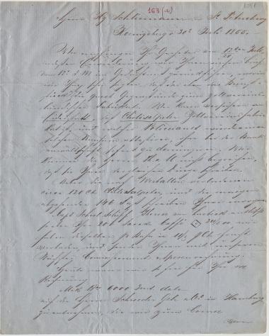 Letter sent by Cohn, Marcus & Son to Schliemann, Heinrich, 1855