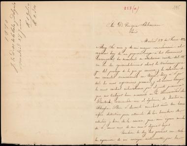 Letter sent by de Dios de la Rada y Delgado, Juan to Schliemann, Heinrich, 1870