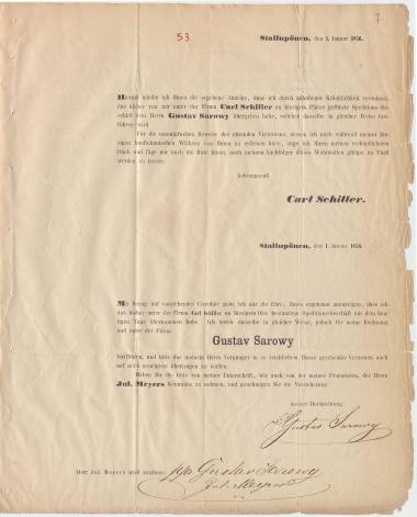 Letter sent by Sarowy, Gustav to Schliemann, Heinrich, 1856
