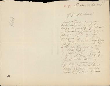 Letter sent by Schels, August to Schliemann, Heinrich, 1884
