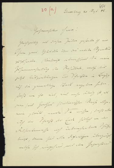 Letter sent by Lupus, B. to Schliemann, Heinrich, 1885
