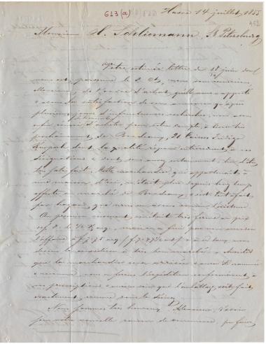 Letter sent by Langer, H. to Schliemann, Heinrich, 1855