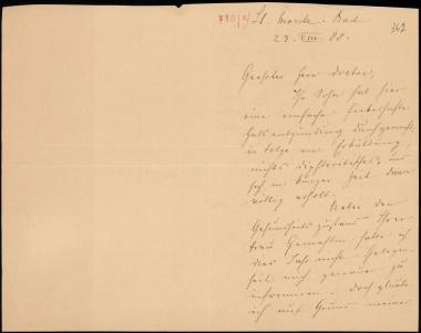 Letter sent by Veraguth, Conradin to Schliemann, Heinrich, 1888