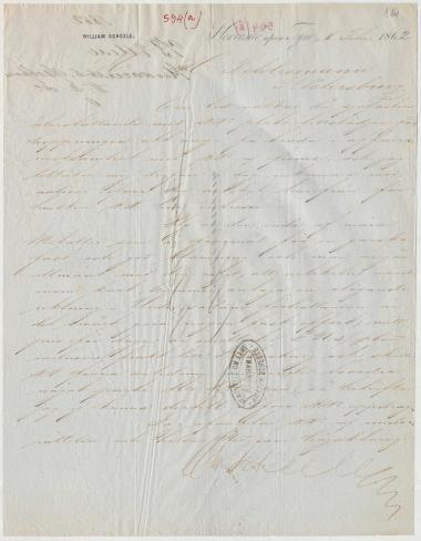 Letter sent by Scheele, William to Schliemann, Heinrich, 1862