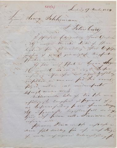 Letter sent by Laaser, H. to Schliemann, Heinrich, 1854