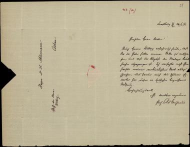 Letter sent by Michaelis, Adolf to Schliemann, Heinrich, 1874