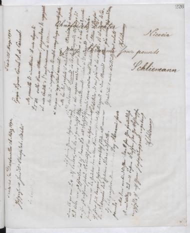 Copy of letter by Schliemann, Heinrich to Ohnefalsch-Richter, Max, 1890