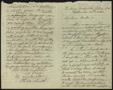 Letter sent by Smith, Philip to Schliemann, Heinrich, 1880