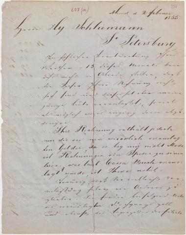 Letter sent by Laaser, H. to Schliemann, Heinrich, 1855