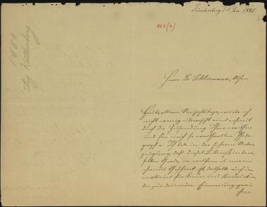 Letter sent by Ruthenberg, August and Ruthenberg, Berthe to Schliemann, Heinrich, 1880
