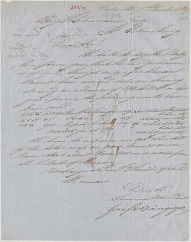Letter sent by Graf & Banziger to Schliemann, Heinrich, 1857