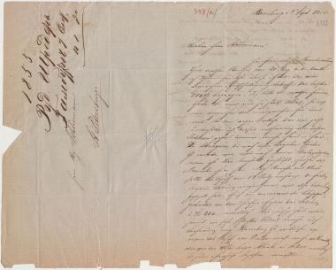 Letter sent by Schröder, Rudolf to Schliemann, Heinrich, 1855