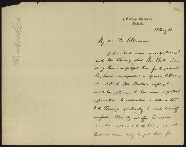 Letter sent by Müller, Max F. to Schliemann, Heinrich, 1881