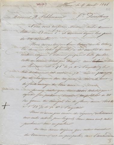 Letter sent by Schröder, Anth. to Schliemann, Heinrich, 1846