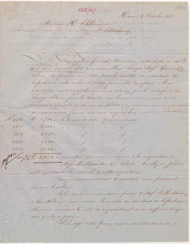 Letter sent by Langer, H. & Co. to Schliemann, Heinrich, 1856