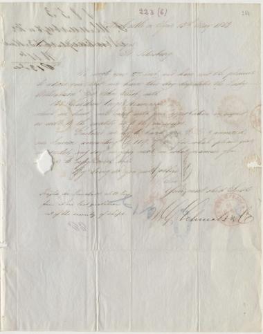 Letter sent by Schmalz, G. to Schliemann, Heinrich, 1853