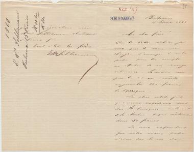 Letter sent by Schliemann, Ernst Wilhelm to Schliemann, Heinrich, 1868