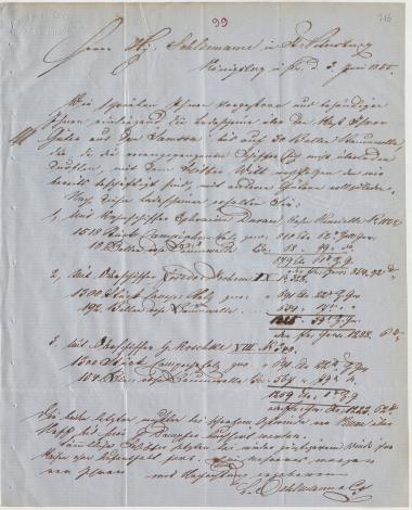 Letter sent by Oehlmann, L. & Co. to Schliemann, Heinrich, 1855