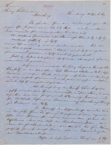 Letter sent by Schröder Bros. & Co. to Schliemann, Heinrich, 1860