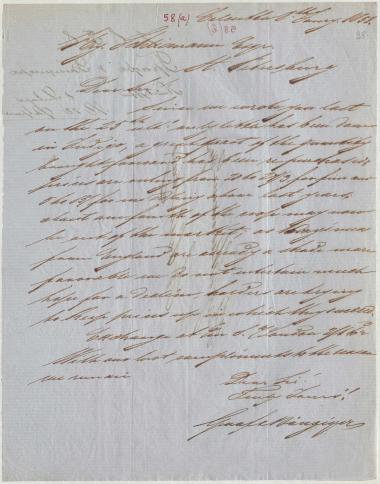 Letter sent by Graf & Banziger to Schliemann, Heinrich, 1858