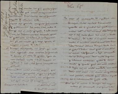Letter sent by Bianconi, Giuseppe G. to Schliemann, Heinrich, 1873