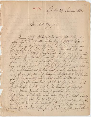 Letter sent by Kühse, Wilhelm to Schliemann, Heinrich, 1862