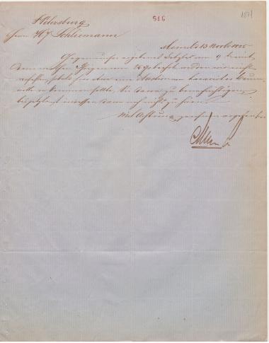 Letter sent by Meyer & Co. to Schliemann, Heinrich, 1855