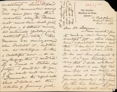 Letter sent by Edwards, Amelia B. to Schliemann, Heinrich, 1883