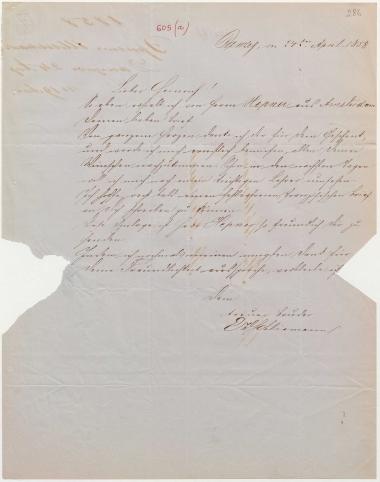 Letter sent by Schliemann, Ernst Wilhelm to Schliemann, Heinrich, 1858