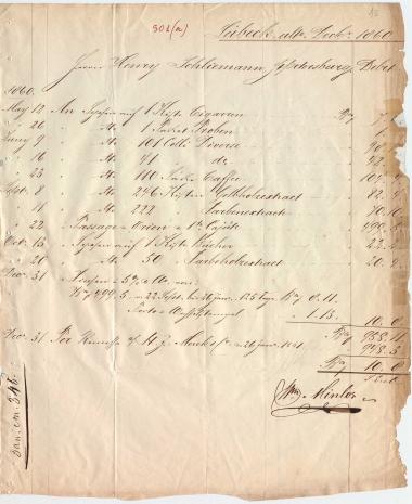 Letter sent by Minlos, Wilhelm to Schliemann, Heinrich, 1861
