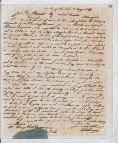 Copy of letter by Schliemann, Heinrich to Stewart, John D. 1869