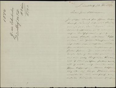 Letter sent by Eckenbrecher, G.  to Schliemann, Heinrich, 1874