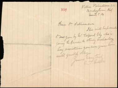 Letter sent by Newton, C. T. to Schliemann, Heinrich, 1889