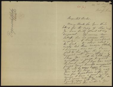 Letter sent by Bogouschevsky, Nicolas de to Schliemann, Heinrich, 1881