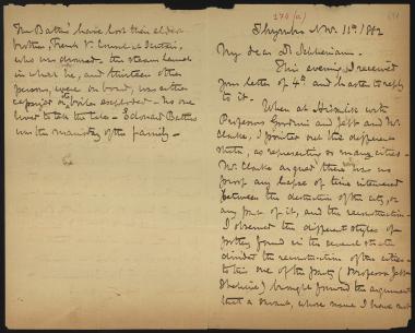 Letter sent by Calvert, Frank to Schliemann, Heinrich, 1882